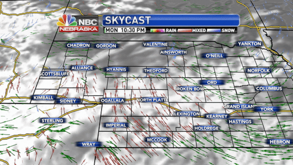 Clearing skies are expected into Tuesday morning before more clouds and some scattered showers...