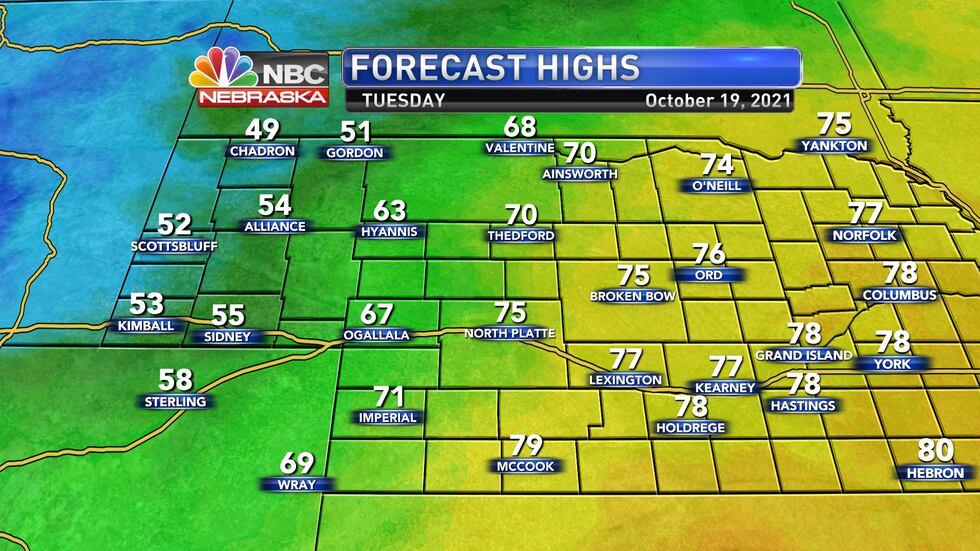 Temperatures will have a big spread on Tuesday with a cold front moving in from the west. Look...