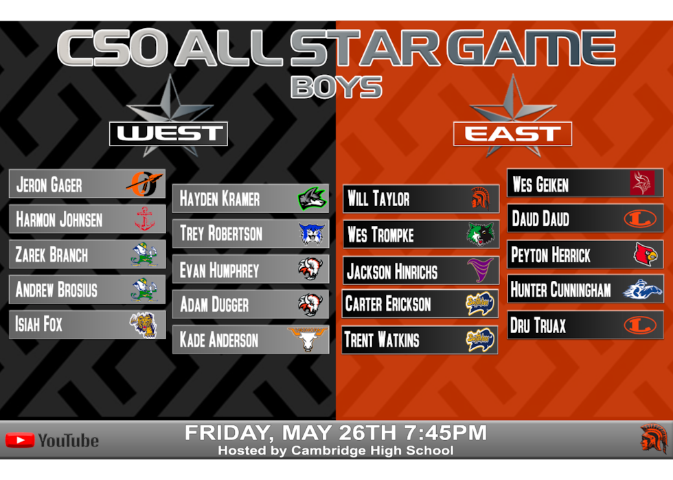 Boys Roster for the 2023 CSO All-Star game