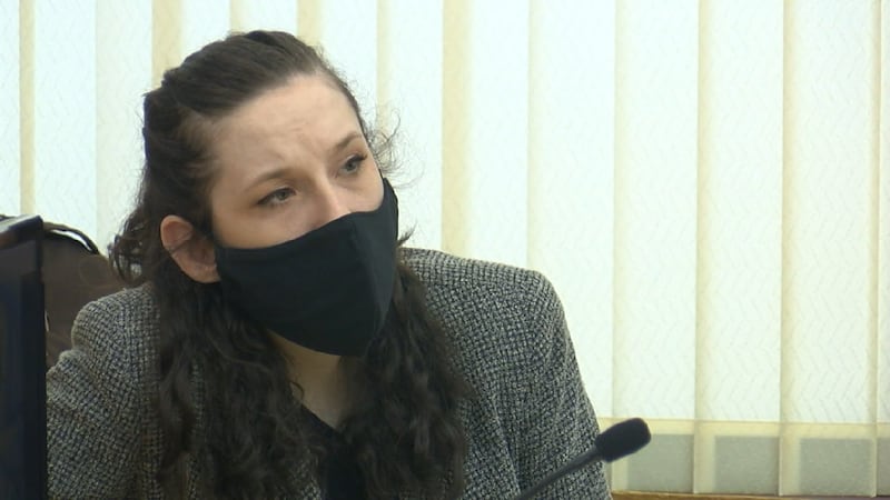 Bailey Boswell, accused of Sydney Loofe's first degree murder, watches as witnesses testify...