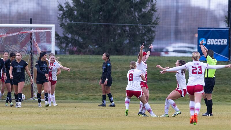 Nebraska Women's Soccer forward Eleanor Dale #9
Goal Celebration
Soccer NCAA Rd 3 vs UC...