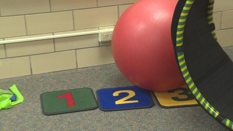 A shot of educational toys for students in the Sensory room in the Buffalo Learning Center.