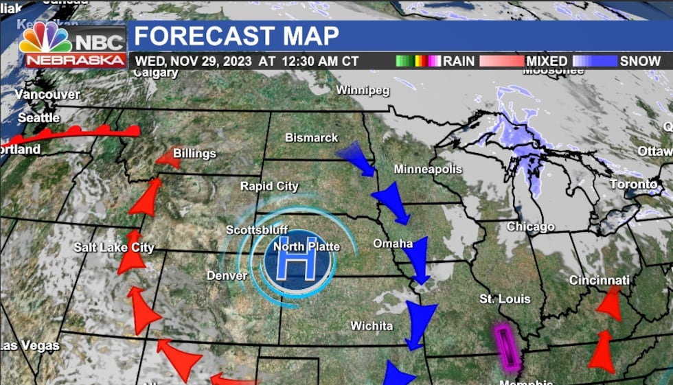 KNOP Forecast Map 11-28-2023