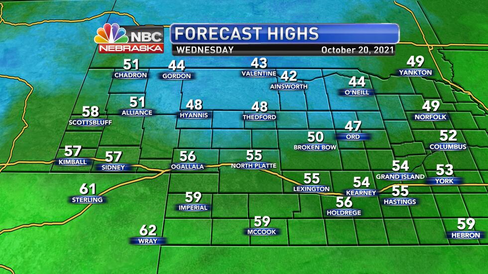 Much cooler and windy weather is expected for Wednesday.