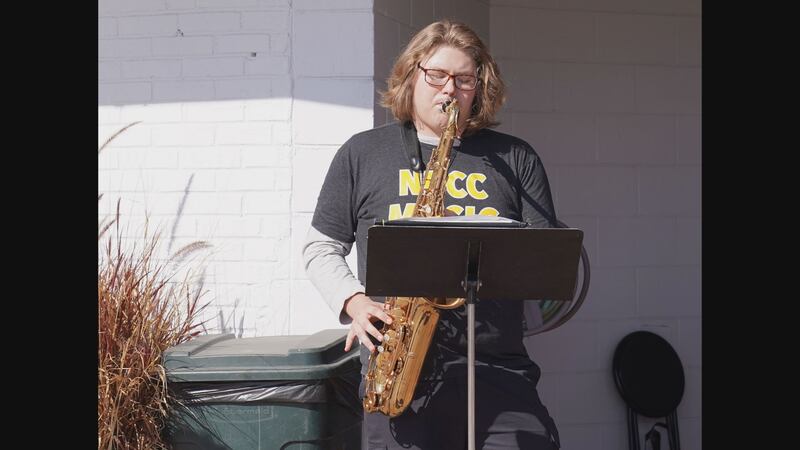 North Platte Community College music student Trenton Emmons, of North Platte, plays the...