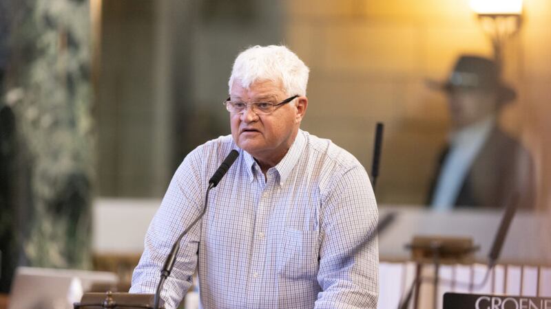 Senator Mike Groene of District 42 speaks on the floor of the Nebraska Legislature at the...