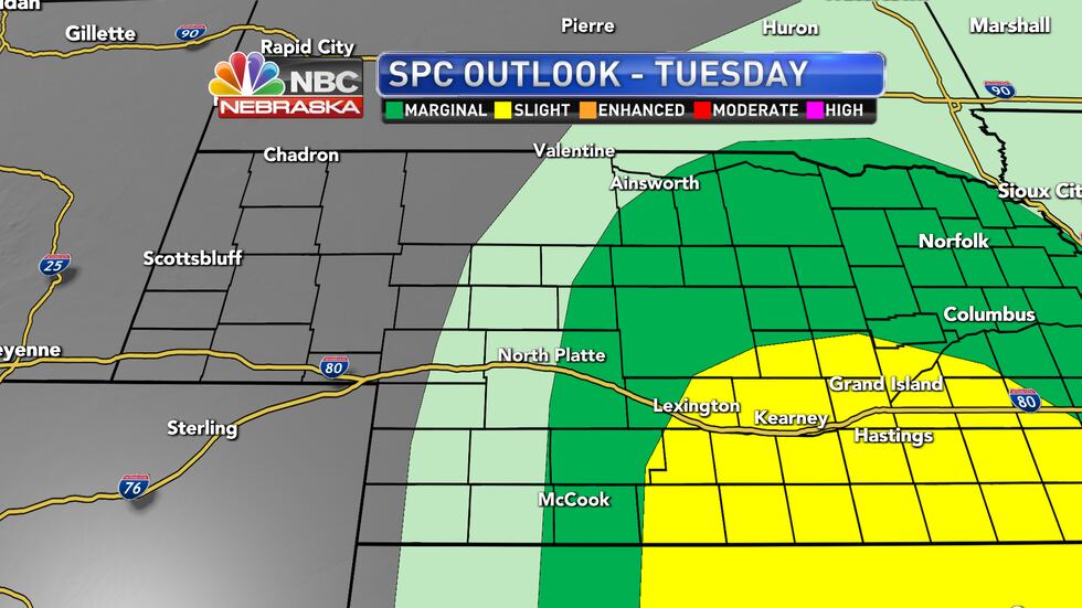 A marginal and slight risk for severe weather is in place across parts of the coverage area...