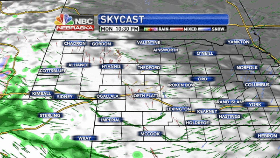 More clouds and light rain are expected into the day on Tuesday.